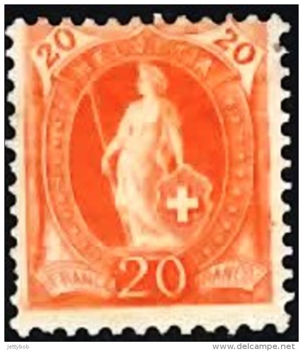 SWITZERLAND 1892 Standing Helvetia 20c (Perf 11.5 X 12) (Wmk: Cross In Oval) Mint - Ungebraucht