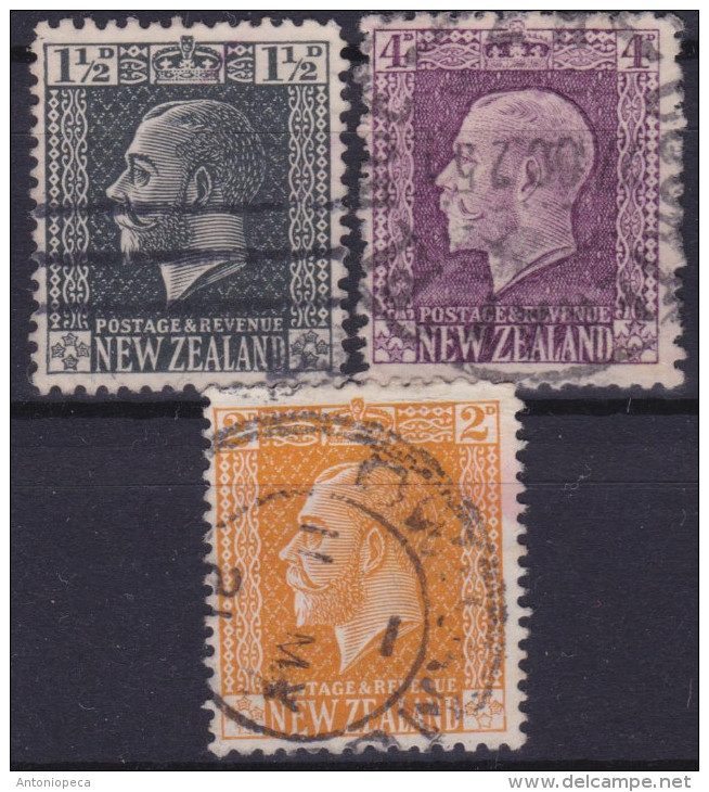 NEW ZEALAND 1915-22 Re Giorgio V 3v Usati Prezzo Catalogo Euro 83 - Gebraucht