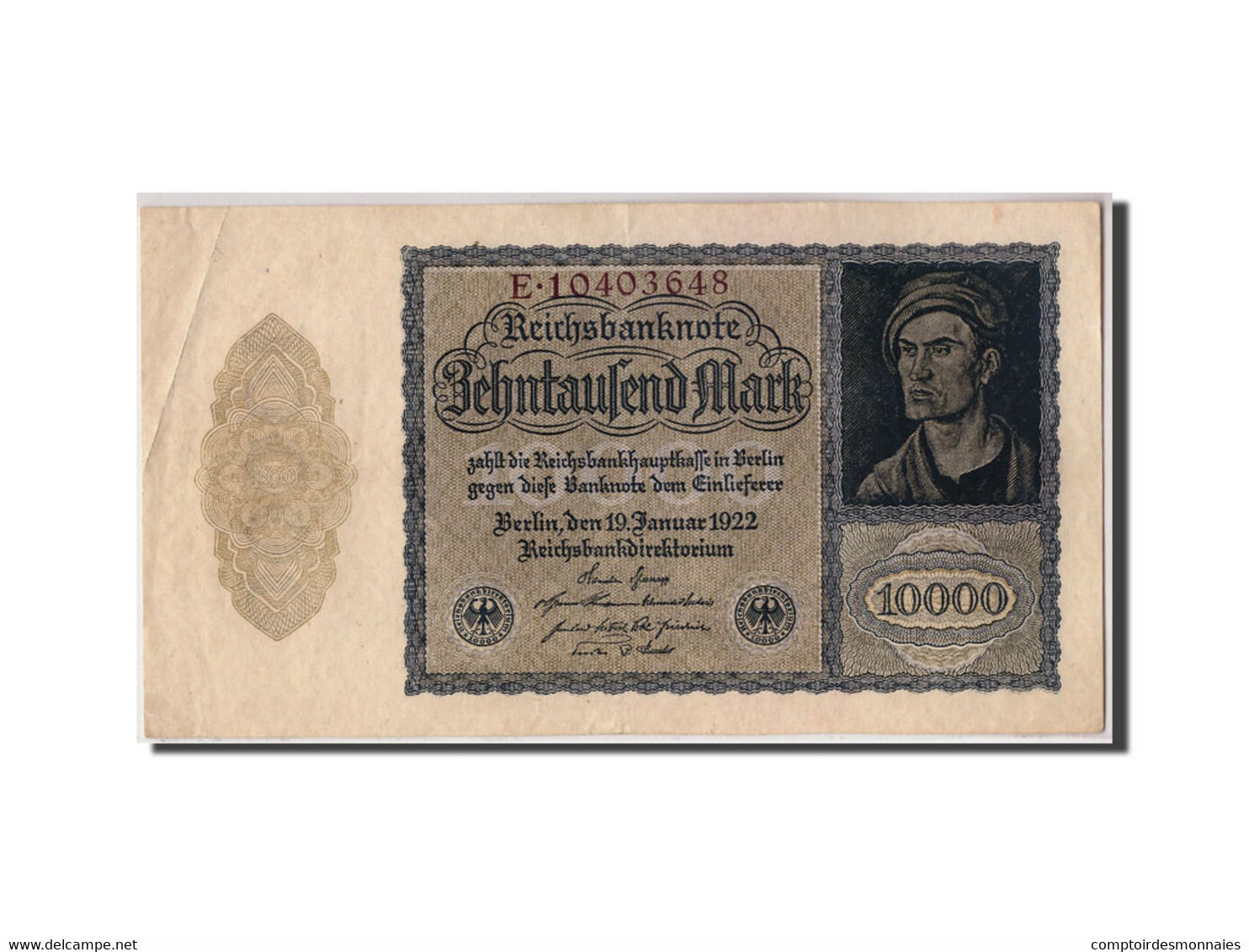 Billet, Allemagne, 10,000 Mark, 1922, 1922-01-19, KM:71, TTB - 10000 Mark