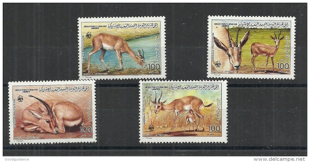 1987- Libya- Global Nature Conservation - Sand Gazelle- WWF- Complete Set 4v MNH - Libia
