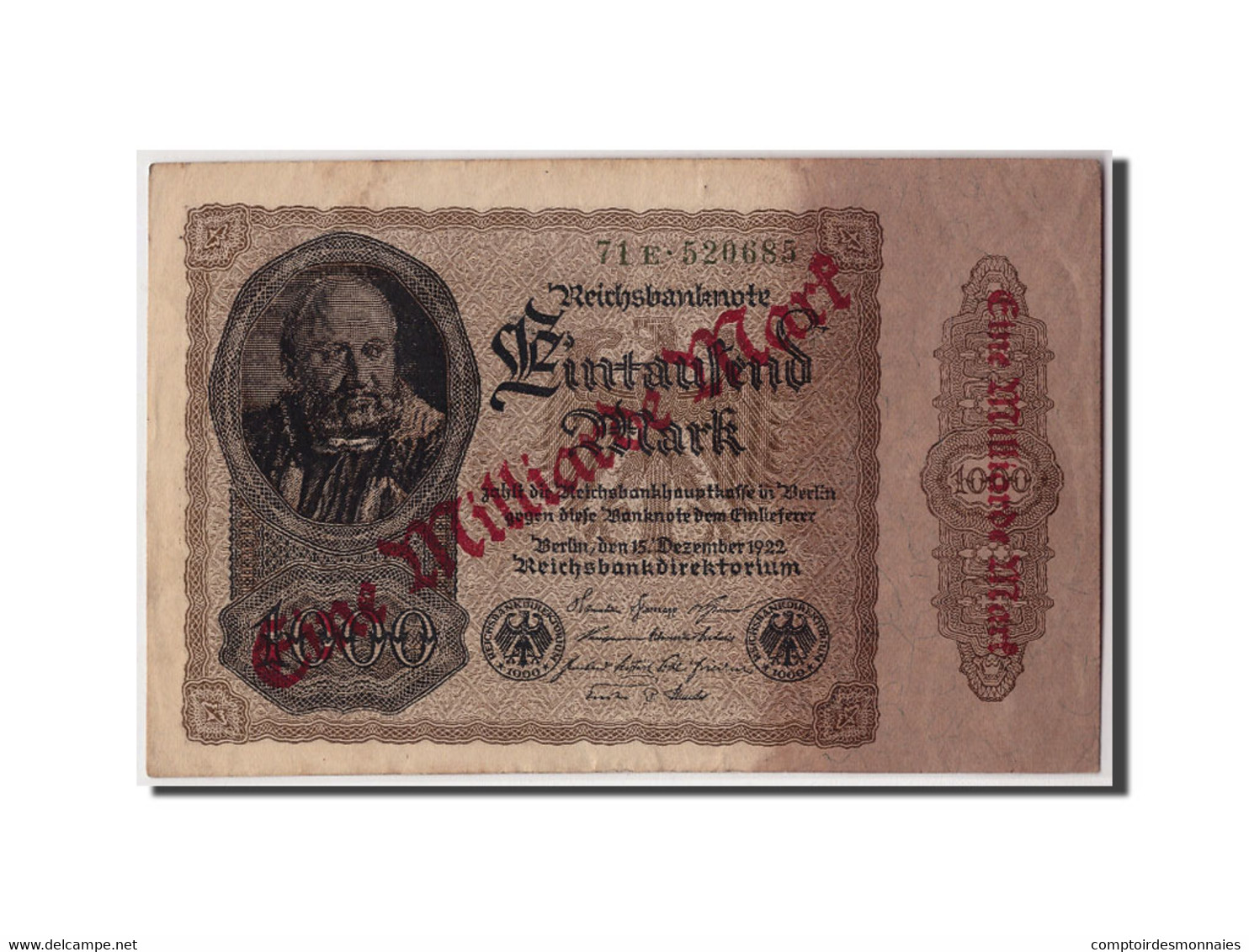 Billet, Allemagne, 1 Milliarde Mark On 1000 Mark, Undated (9-1923), 1922-12-15 - 1 Milliarde Mark
