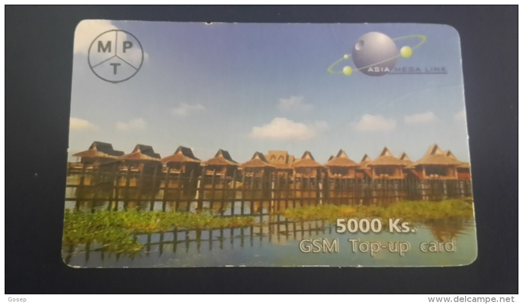 Myanmar-g.s.m Card-(15)-(5.000ks)-asia Mega Link-( There Is A Fold)-(1111140500089836)-used Card+1card Prepiad Free - Myanmar (Burma)