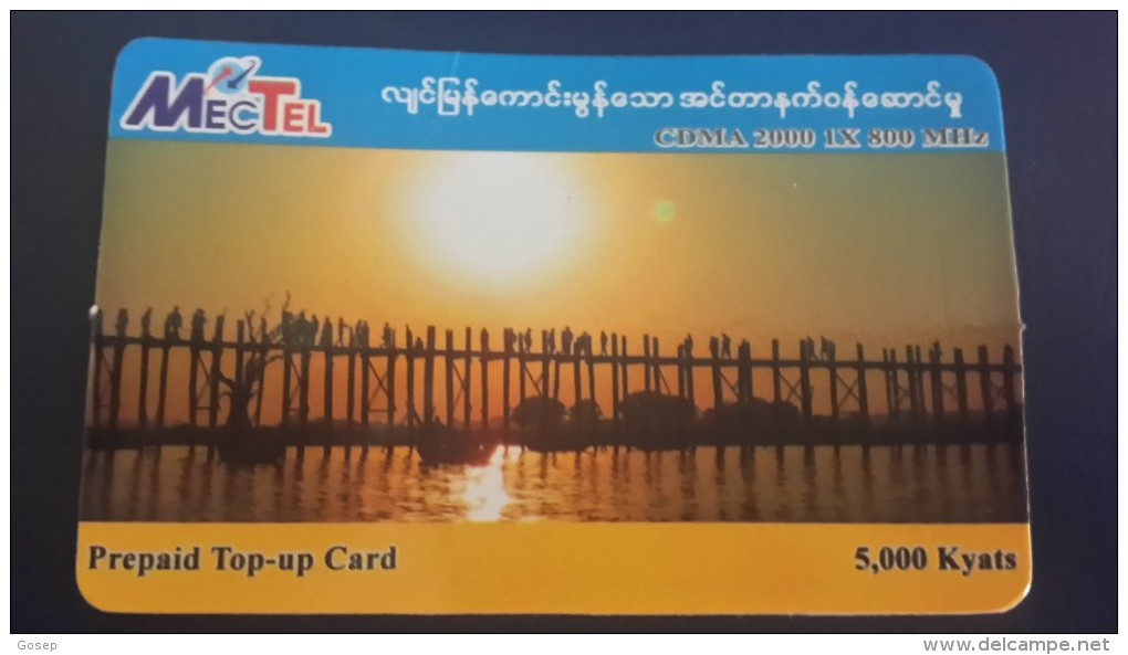 Myanmar-mectel Prepiad Top-(19)-(1120000067262535)-(5.000kyats)-used Card+1card Prepiad Free - Myanmar (Burma)