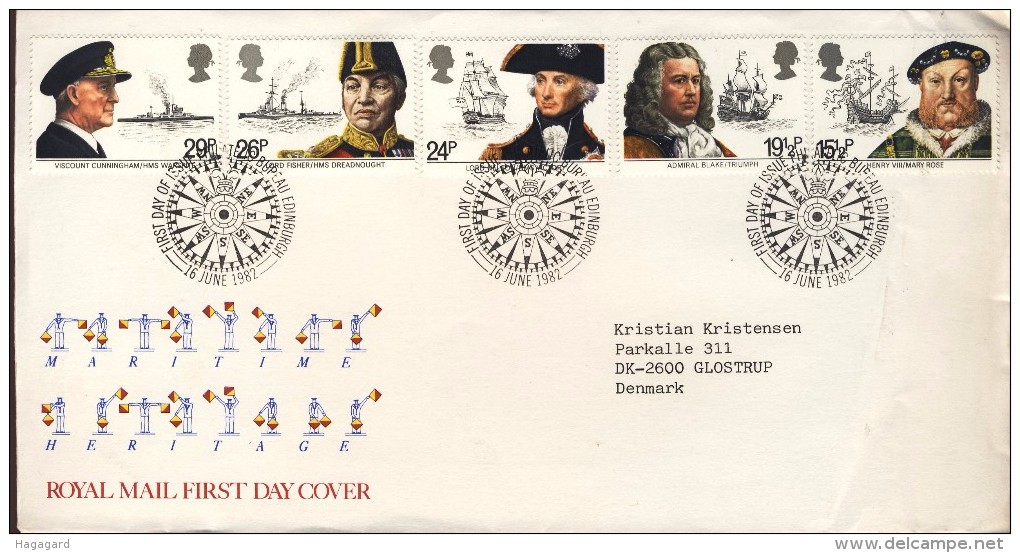 ##Great Britain FDC (09). 1982. Navigation. Michel 918-22. - 1981-1990 Decimal Issues