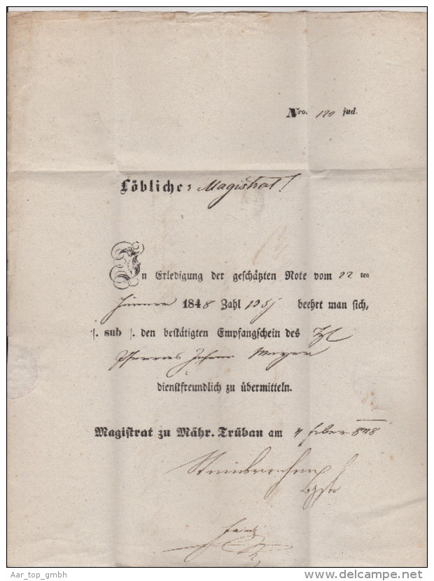Tschech Heimat THÜBAN 1 MAR Langstempel 2 Zeilig Auf 1848-02-04 Amst Brief - ...-1918 Prephilately