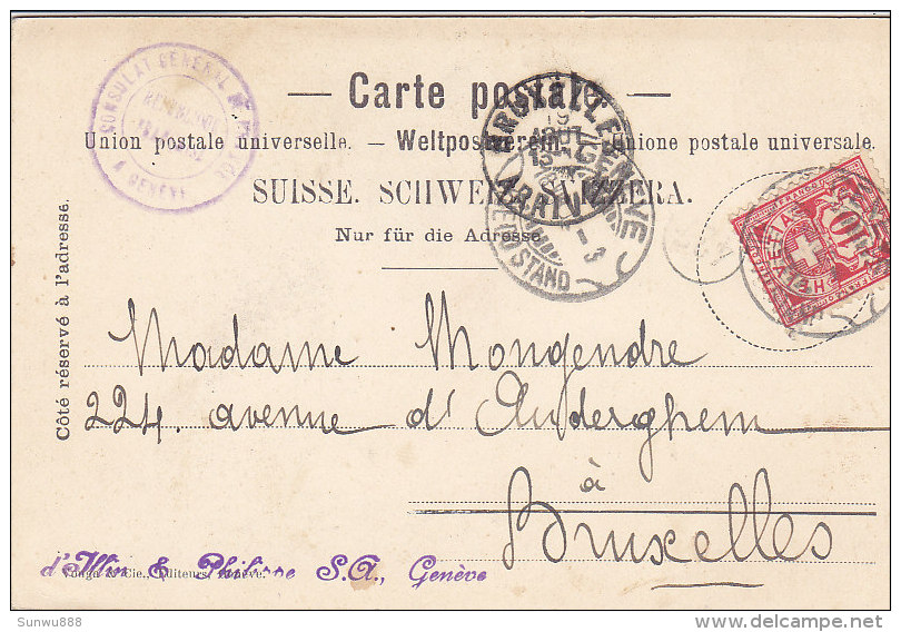 Genève La Rade (drapeau 190x, Cachet Consulat Général De France) - Genève