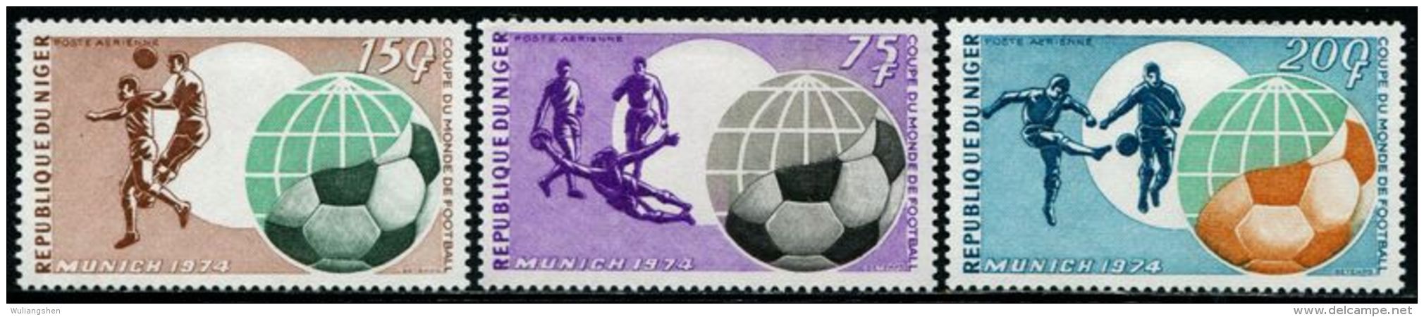 AT3335 Niger 1974 World Football Cup 3v MLH - 1974 – Germania Ovest