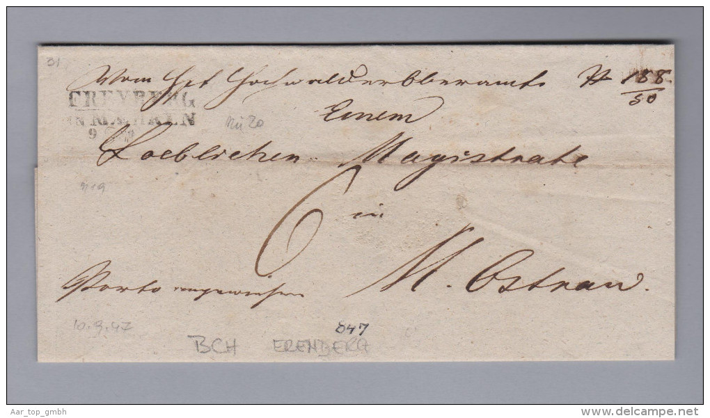 Tschech Heimat ERENBERG Langstempel 1847-09-10 Vorphila Brief Hülle - ...-1918 Prephilately