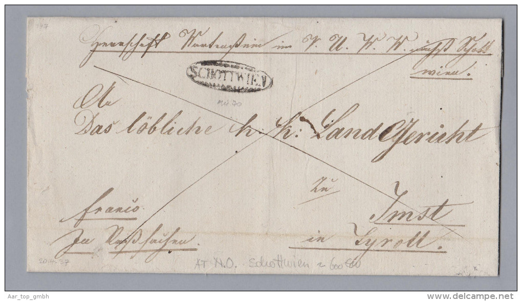 Österreich Heimat NÖ SCHOTTWIEN Im Oval 1837-04-20 Vorphila Brief Nach Imst Im Tirol - ...-1850 Prephilately