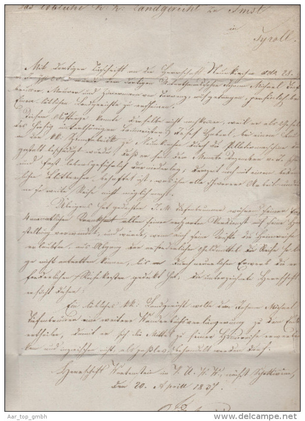 Österreich Heimat NÖ SCHOTTWIEN Im Oval 1837-04-20 Vorphila Brief Nach Imst Im Tirol - ...-1850 Préphilatélie