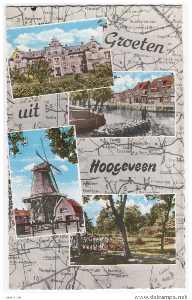 Groeten Uit Hoogeveen - O.a. Molen De Zwaluw, Melktransport - Landkaart  - (Holland) - Hoogeveen