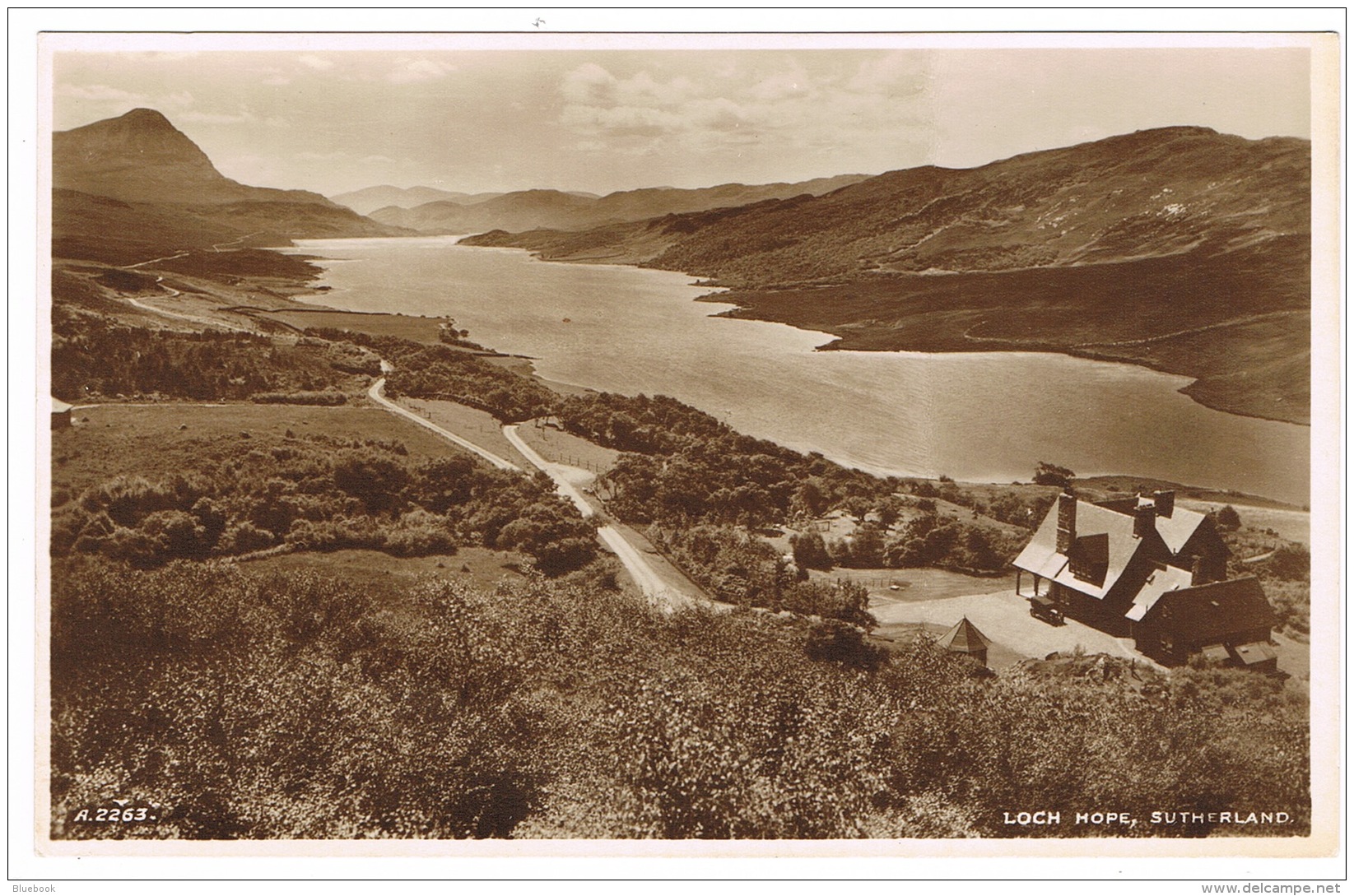RB 1099 - Real Photo Postcard - Car Outside Chalet - Loch Hope - Sutherland Scotland - Sutherland