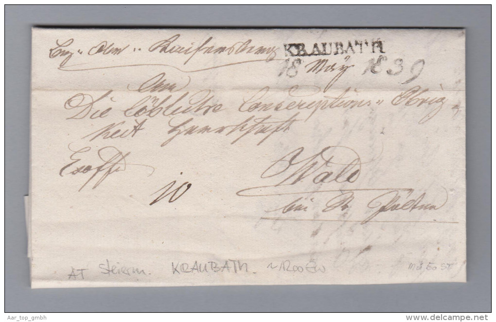 Österreich Heimat ST KRAUBATH Langstempel 1839-03-18 Vorphilabriefhülle Nach Wale Bei St Pölten - ...-1850 Prephilately