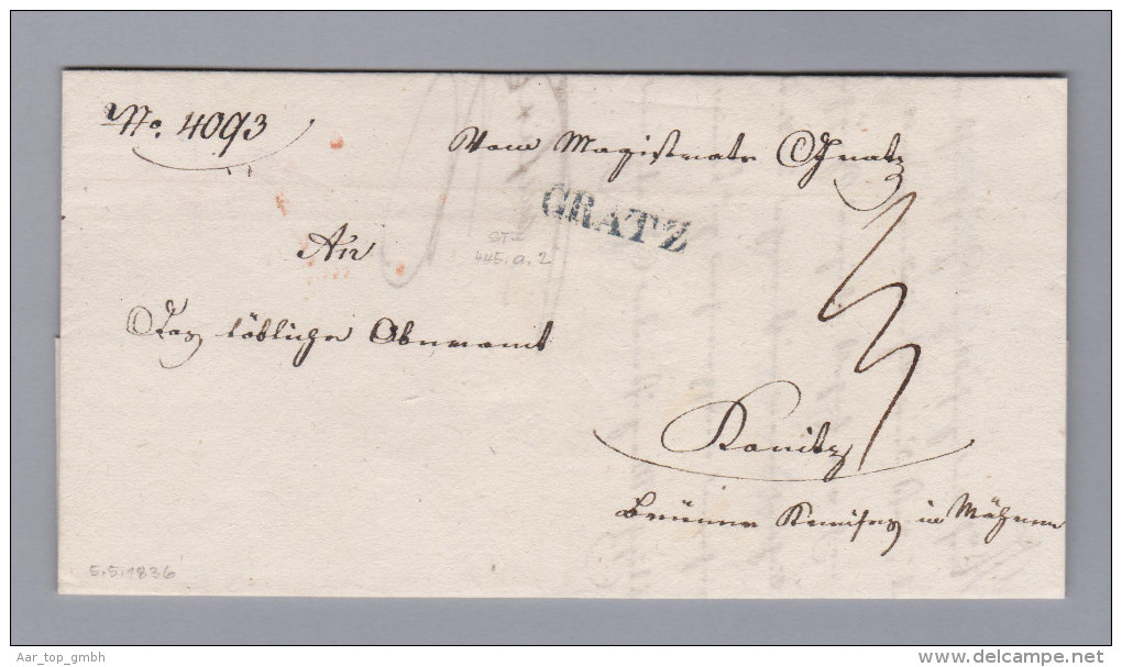 Österreich Heimat ST GRATZ Langstempel 1836-05-05 Vorphilabrief - ...-1850 Vorphilatelie