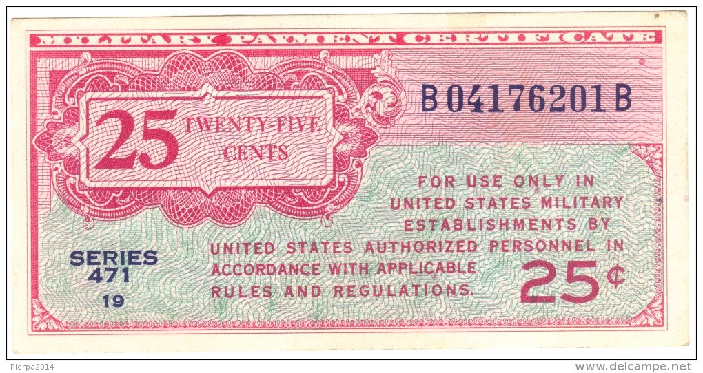 25 Cent Military Payment Certificate Series 471 - QFDS - 1947-1948 - Serie 471