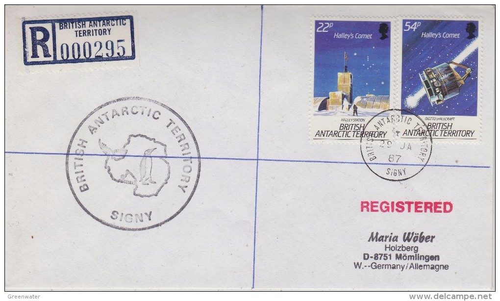 British Antarctic Territory Signy 1987 Registred Cover To Germany Ca Signy 20 Ja 87 (30606) - Storia Postale