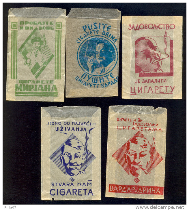 Empty, Used Packages For Cigarettes From 1930., From Yugoslavia. Five Packages / See Scans - Boites à Tabac Vides