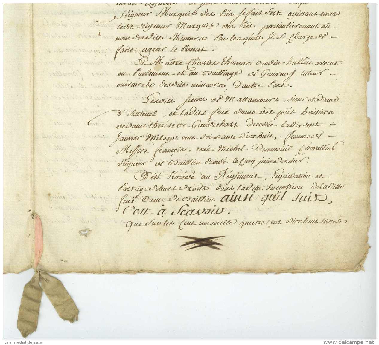 SUCCESSION De Thérèse De GAUDECHART - 1782 - Louis-Vespasien COSSART D'ESPIES (1707-1788) General - Documents Historiques