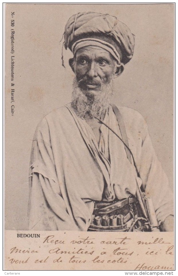EGYPTE,EGYPT,AFRIQUE,AFRIKA,AFRICA,CHEF BEDOUIN EN 1906,nomade,caire,cairo,armé,rare - Other & Unclassified