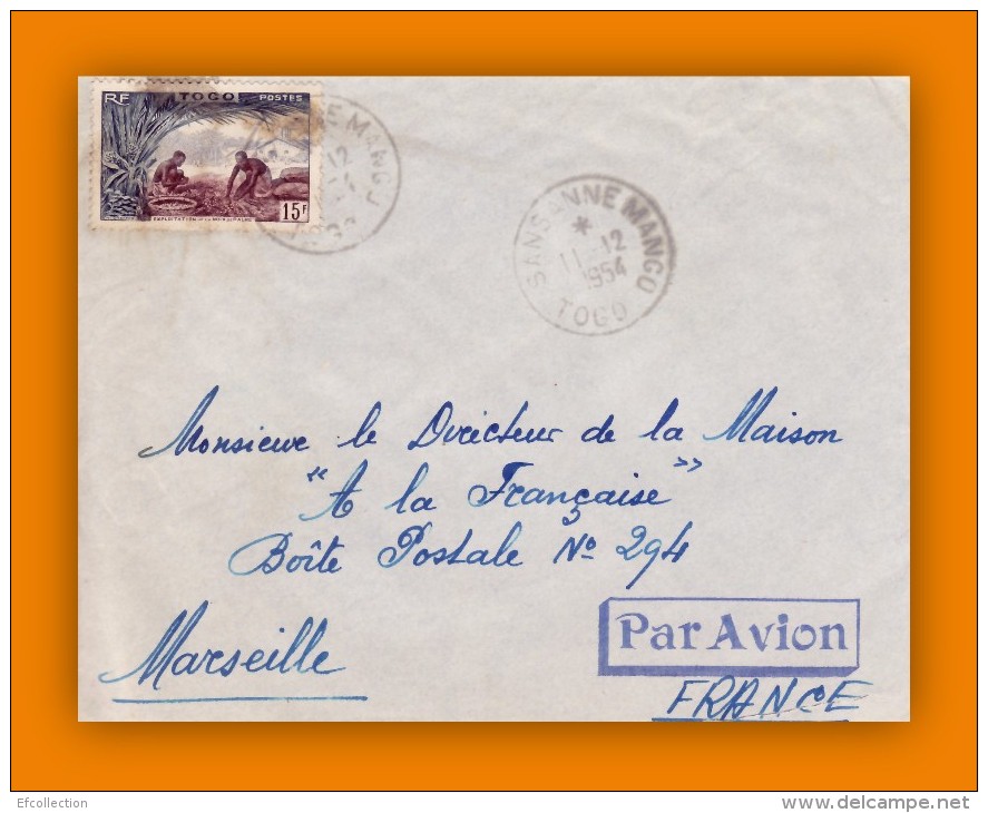 SANSANNE MANGO TOGO AFRIQUE ANCIENNE COLONIE FRANÇAISE LETTRE PAR AVION POUR LA FRANCE EXPLOITATION DE LA NOIX DE PALME - Lettres & Documents