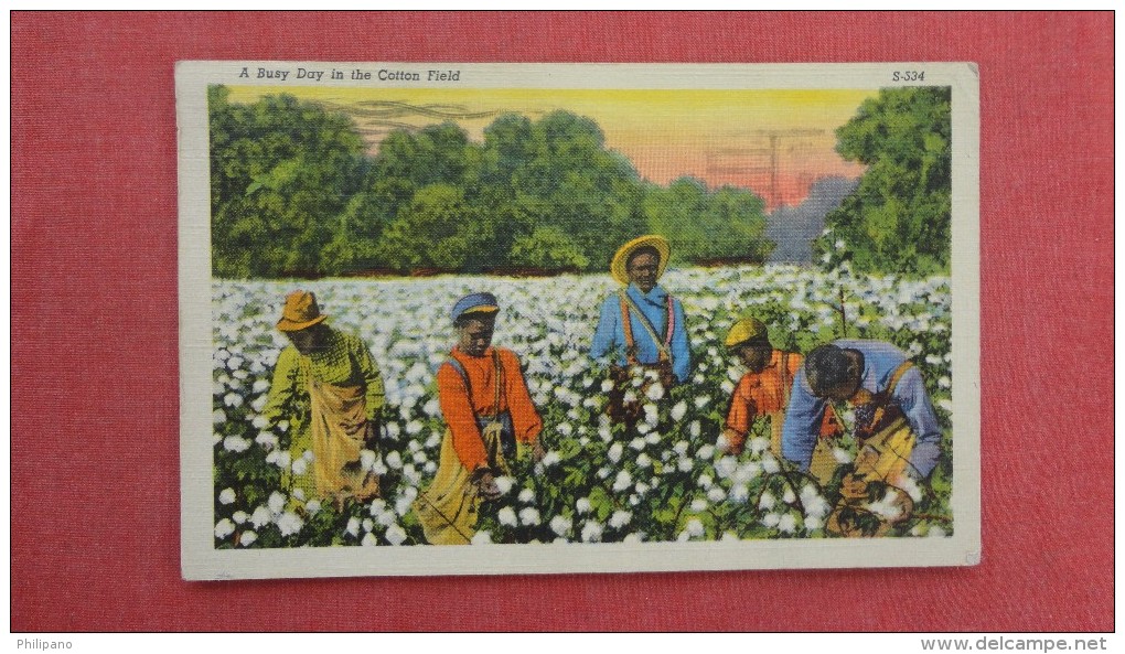 Black Americana  Busy Day Picking Cotton  =ref 2258 - Black Americana