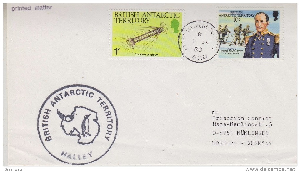 British Antarctic Territory 1989 Halley Cover Ca 1 Ja 89 Halley (30609) - Brieven En Documenten