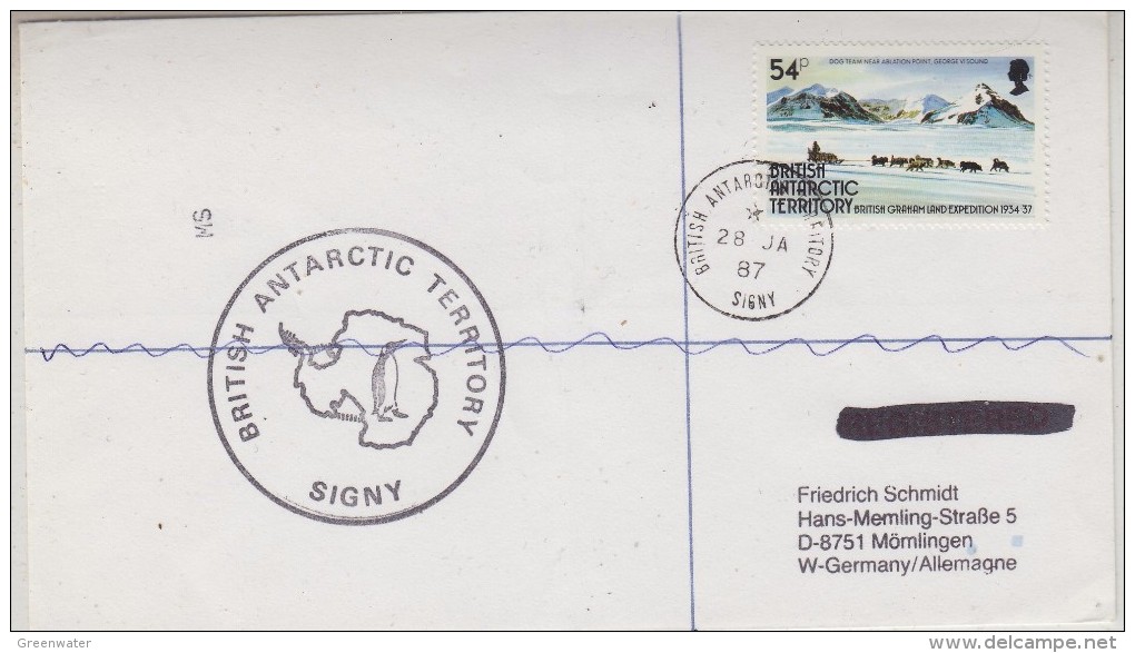 British Antarctic Territory 1987 Signy  Cover Ca 28 Ja 87 Signy (30610) - Covers & Documents