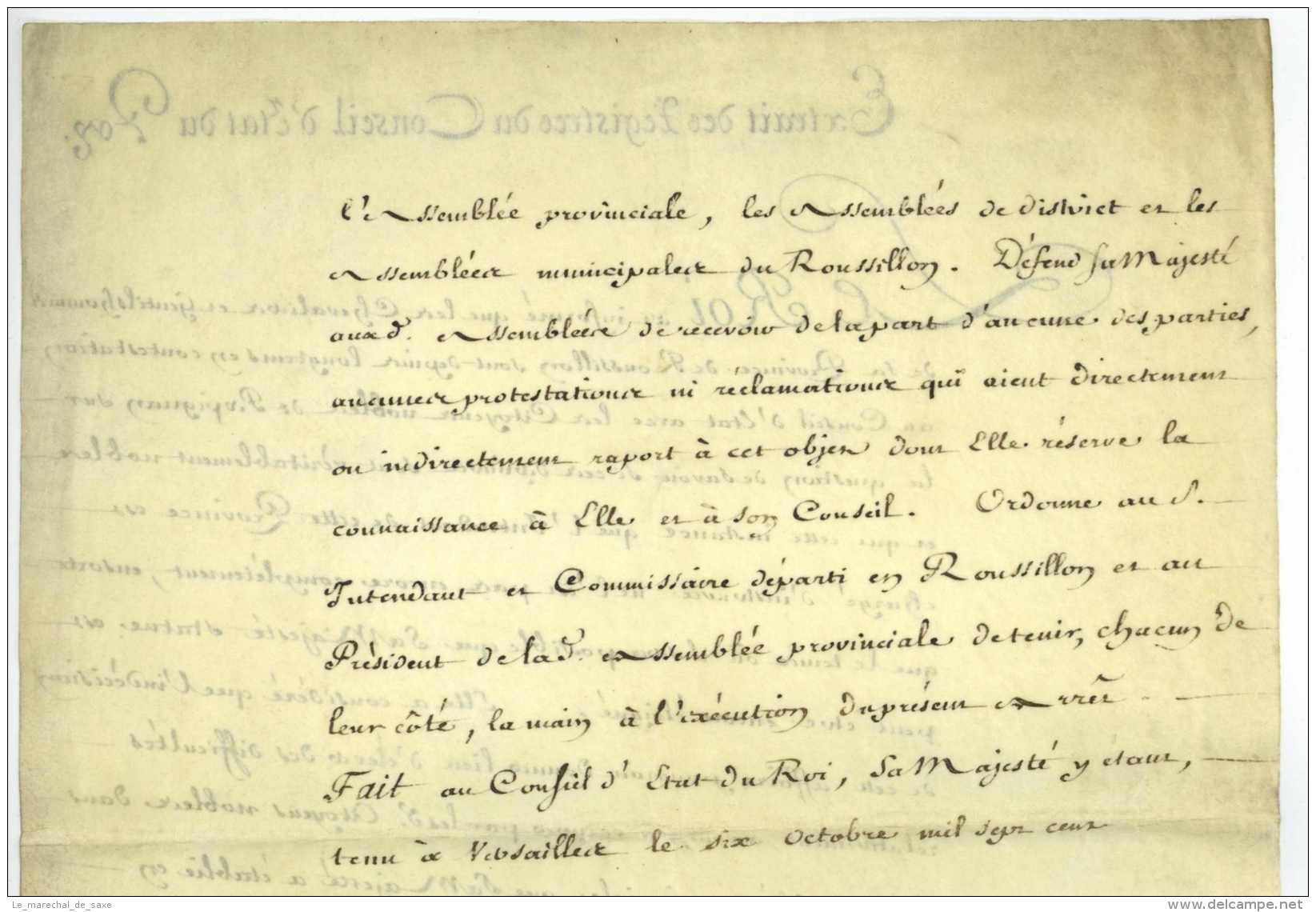 Etienne-Charles De LOMENIE DE BRIENNE (1727-1794) Principal Ministre 1787 Versailles Assemblee Provinciale Roussillon - Documents Historiques