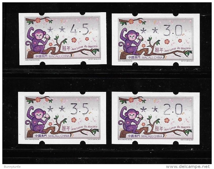 Macau Macao 2016 Label New Year Of Monkey Zodiac Stamp - Neufs