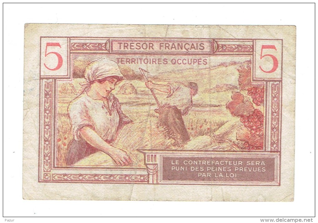 BILLET FRANCE - 5 FRS TRESOR FRANCAIS - 1947 - TTB - 1947 French Treasury