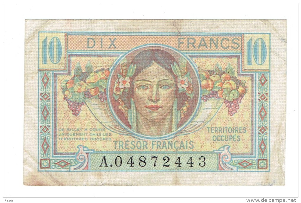 BILLET FRANCE - 10 FRS TRESOR FRANCAIS - 1947 - TB+ - 1947 French Treasury