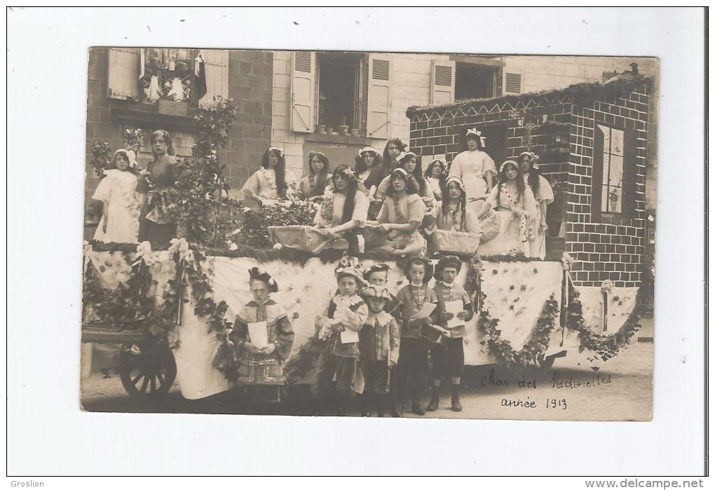 CHAR DES MIDINETTES 1913  CARTE PHOTO AVEC BELLE ANIMATION A SITUER - To Identify