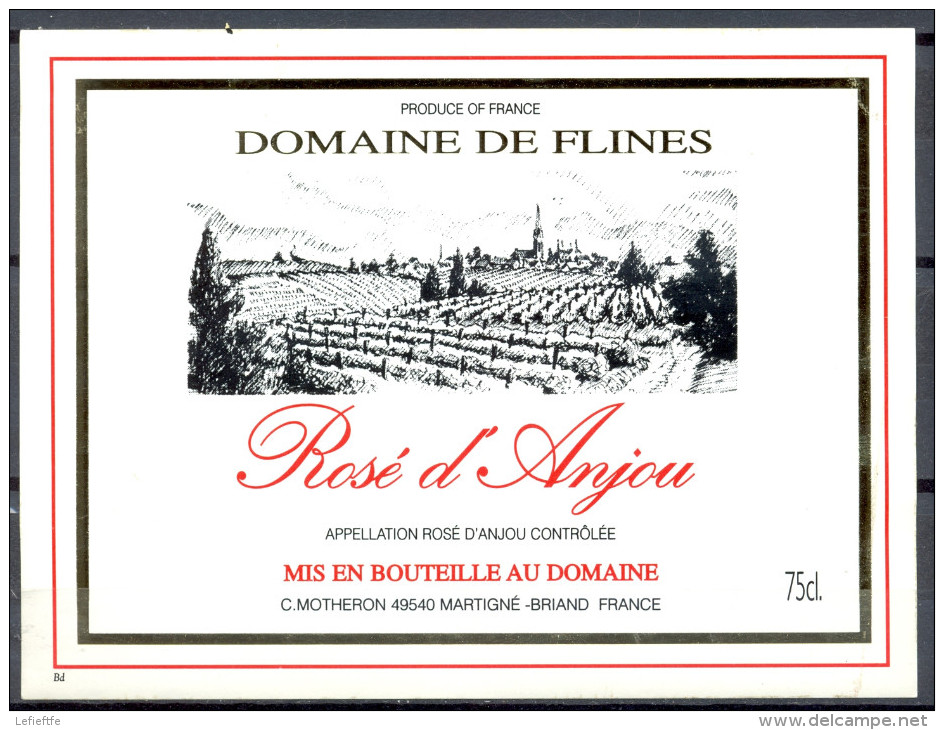 169 - Rosé D'Anjou - Domaine De Flines - C. Motheron 49540 Martigné Briand - Vino Rosado