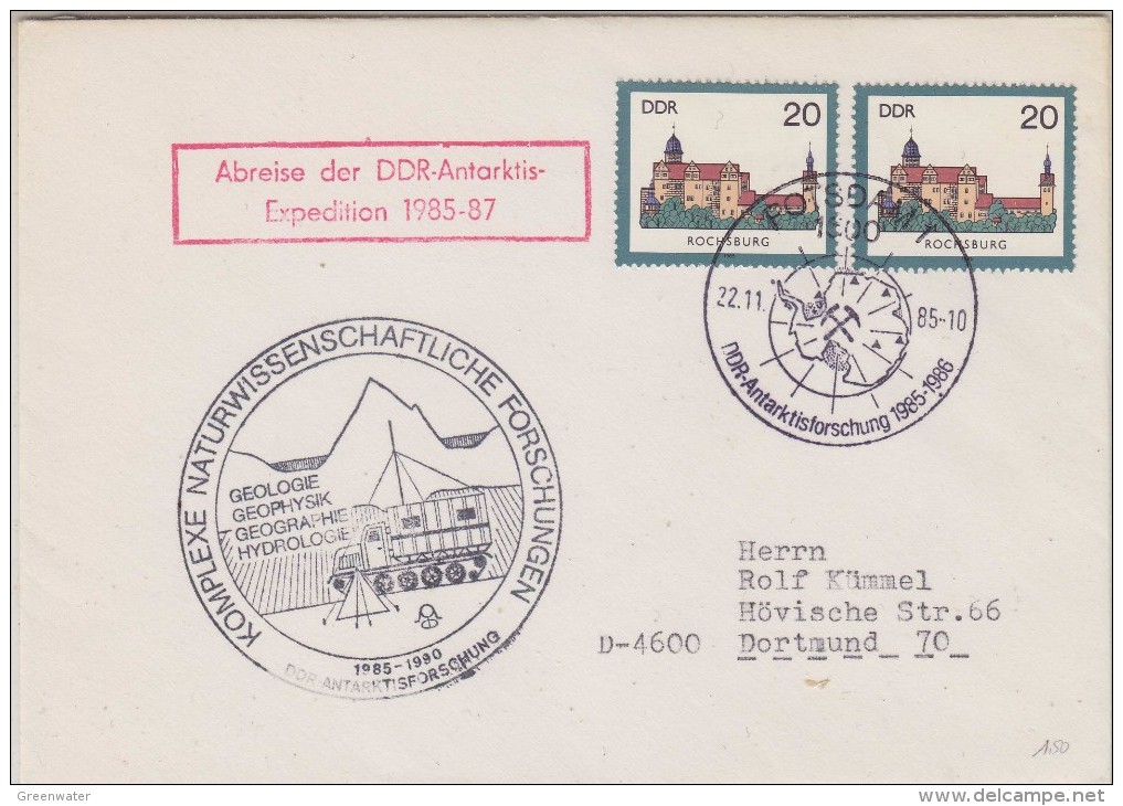DDR 1985 Arbeise Der  DDR-Antarktisexpedition 1985-1987 Cover Ca Potsdam 22.11.85 (30625) - Expéditions Arctiques