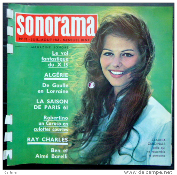 SONORAMA  CLAUDIA CARDINALE RAY CHARLES    BIEN COMPLET DES DISQUES  N° 32 1961 TBE - Other & Unclassified