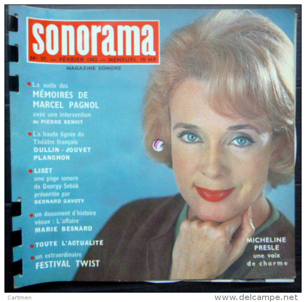 SONORAMA  MICHELINE PRESLE VINCE TAYLOR  MARIE BESNARD      BIEN COMPLET DES DISQUES  N° 37 1962 TBE - Other & Unclassified