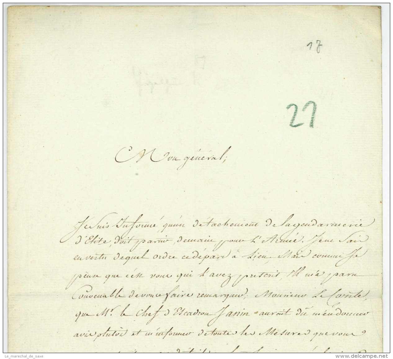 GARDE IMPERIALE - DERIOT, Albert Francois (Clairvaux 1766 &ndash; Paris 1836). General - 1813 - Caffarelli Du Falga - Documents Historiques