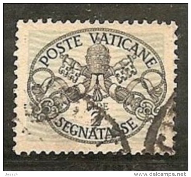 1946 Vaticano Vatican SEGNATASSE  POSTAGE DUE 2L Righe Larghe Carta Bianca Usato USED - Segnatasse