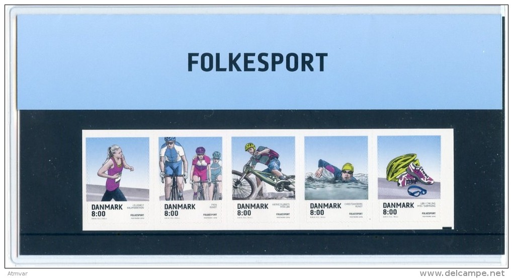 DENMARK / DANEMARK (2016) - Folder - FOLKESPORT. Popular Sport- Running, Bycicle, MTB, Swimming, Marathon, Rundt, Bike - Ongebruikt