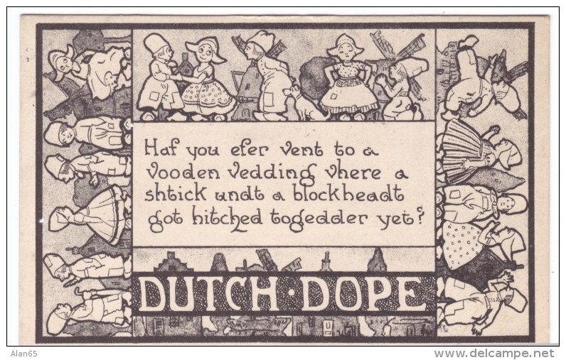 Dutch Dope, Humor Dutch Wedding Romance Ethnic Humor C1910s Vintage Postcard - Marriages