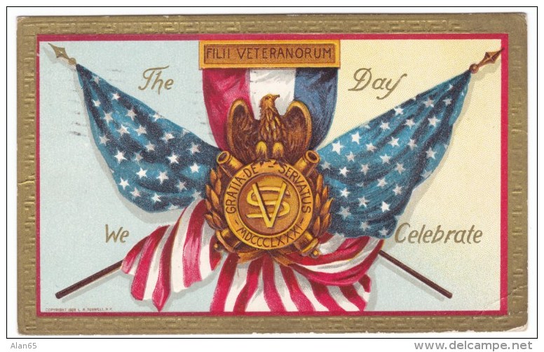 Memorial Day Decoration Day, Remembrance Of Veterans US Holiday, C1910s Vintage Embossed Postcard - Other & Unclassified