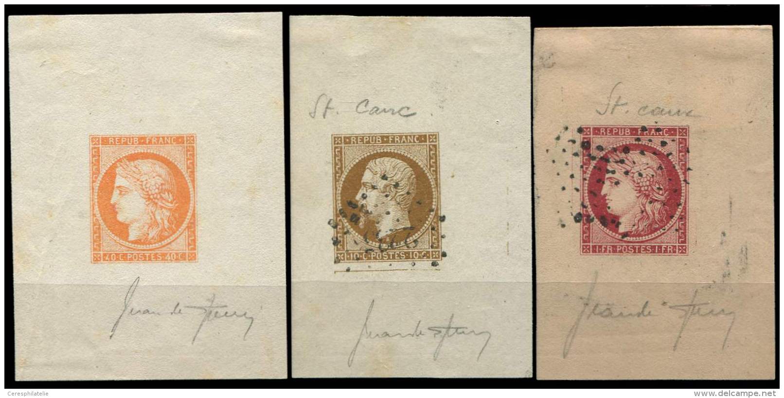 N°5 40c. Orange, N°6 1f. Carmin Obl., N°9 10c. Bistre Obl., Tous FAUX Sperati Sur Feuillets, R Et TB - Andere & Zonder Classificatie