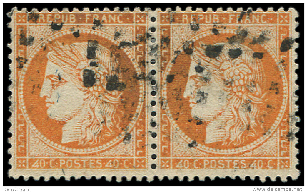 38f  40c. Orange, PAIRE Avec Les 2 Timbres "4 RETOUCHES", Obl. GROS POINTS, TB - Autres & Non Classés