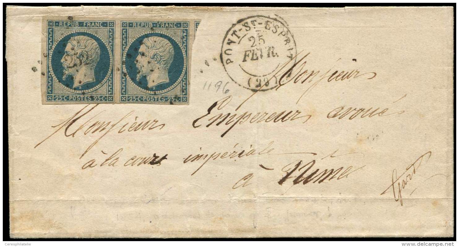 10   25c. Bleu, PAIRE Obl. PC 2520 S. LAC, Càd T15 PONT-ST-ESPRIT 25/2/(54), TB - Autres & Non Classés