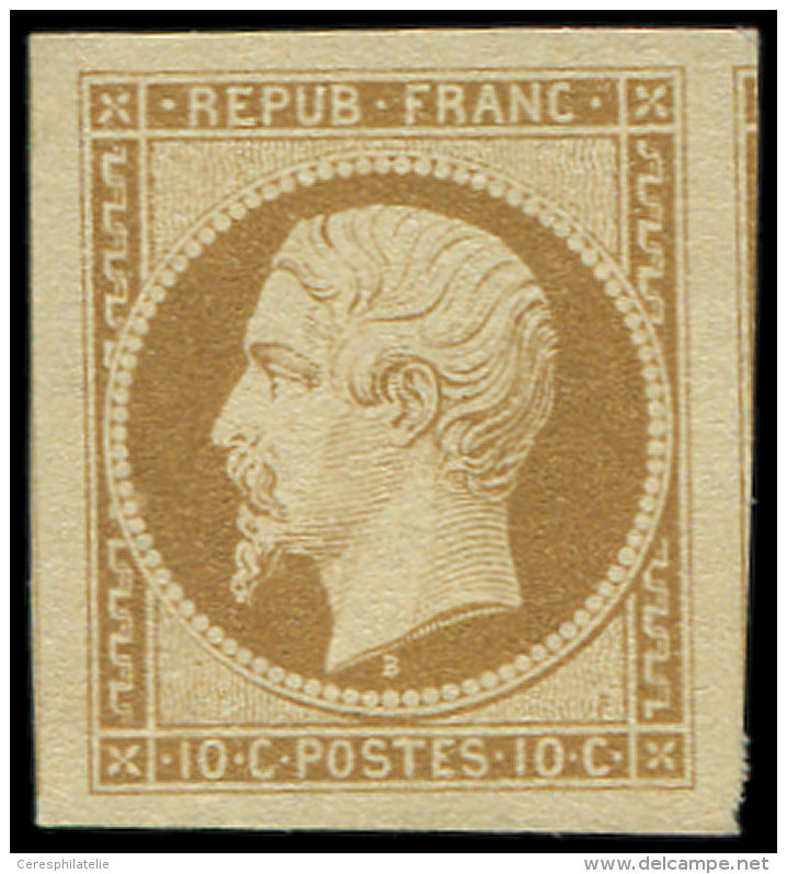 9    10c. Bistre, Grandes Marges, Amorce De Voisin à Droite, Superbe, Certif. A. Brun - Autres & Non Classés