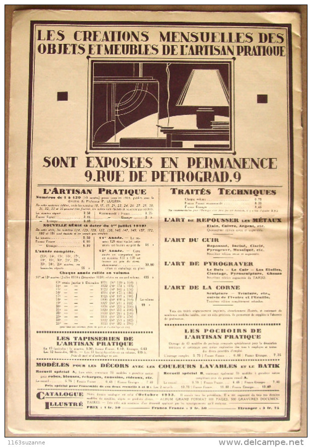 Revue L´ARTISAN PRATIQUE Apprend à Tous L´art De Décorer Son Foyer : N° 304 (octobre 1934) - 1900 - 1949