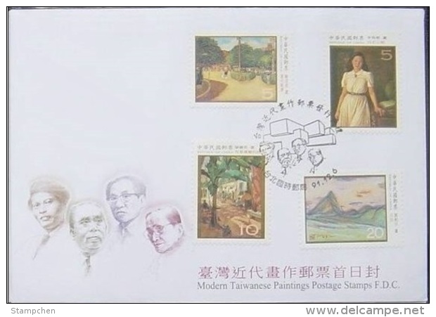 FDC 2002 Taiwanese Painting Stamps (A) Banana Sunrise Girl Mount - Clima & Meteorología