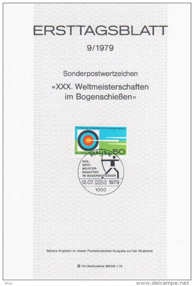 Germany Deutschland 1979-09 XXX. Weltmeisterschaften Im Bogenschiessen, World Archery Championship, Canceled In Berlin - 1974-1980