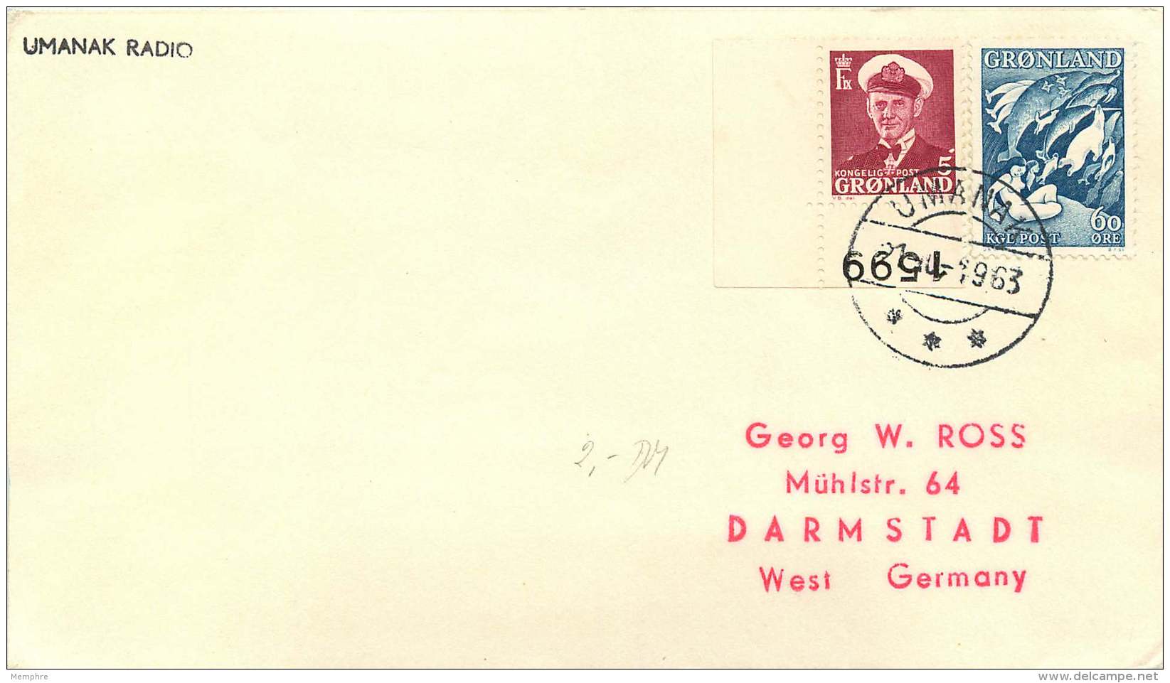 1963 Letter To Germany From  Umanak Radio - Covers & Documents