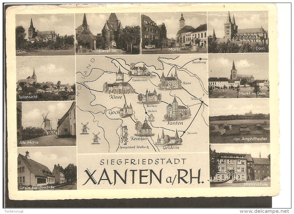 Xanten. Siegfriedstadt. Kreis-Landkarte Und 10 Bilder. Karte No.12 - Xanten